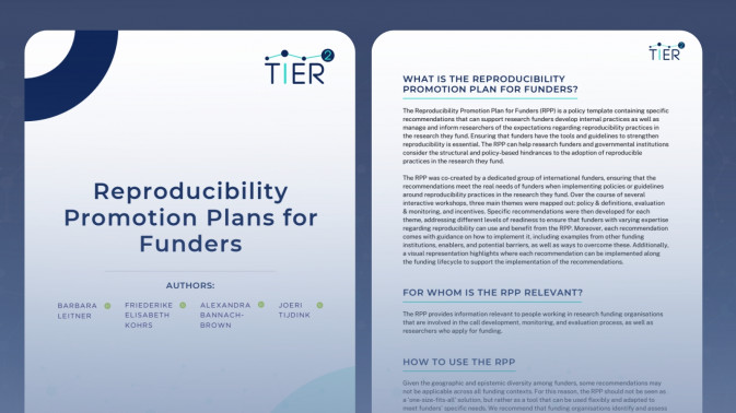 Open Science Award recognises TIER2's Reproducibility Promotion Plan for Funders